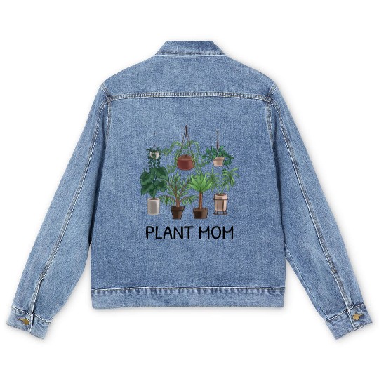 Plant Mom Potted Plant Lover Men's Denim Jackets