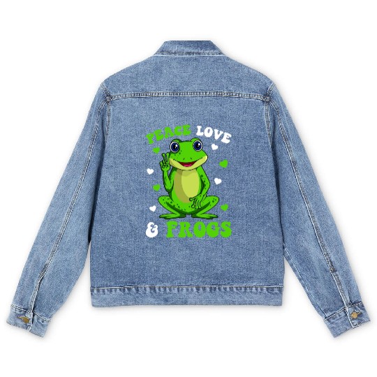Peace Love Frogs Lover Frog Kids Girls Women Men's Denim Jackets
