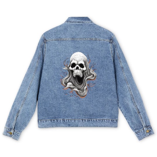Eerie Halloween Ghoul Art, Spooky Season Delight 3 Men's Denim Jackets