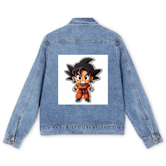 Goku Sticker Happy Bold Colors art toy style Men's Denim Jackets