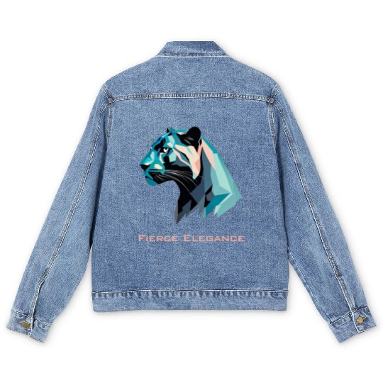 Fierce Elegance Geometric Tiger Design Men's Denim Jackets