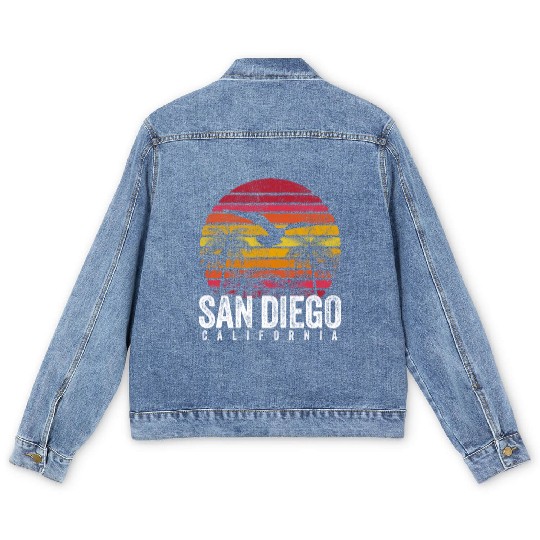San Diego California Ca Distressed Style Men's Denim Jackets