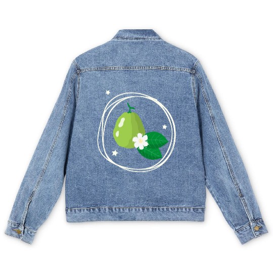 Guava With Flower And Leaves Men's Denim Jackets