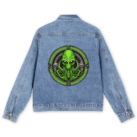 green alien Men's Denim Jackets