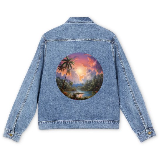 Paradise Scene - Magic Realism Men's Denim Jackets