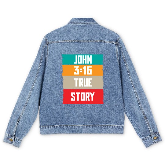 John 3:16 Lve Jesus Christian Christmas Men's Denim Jackets