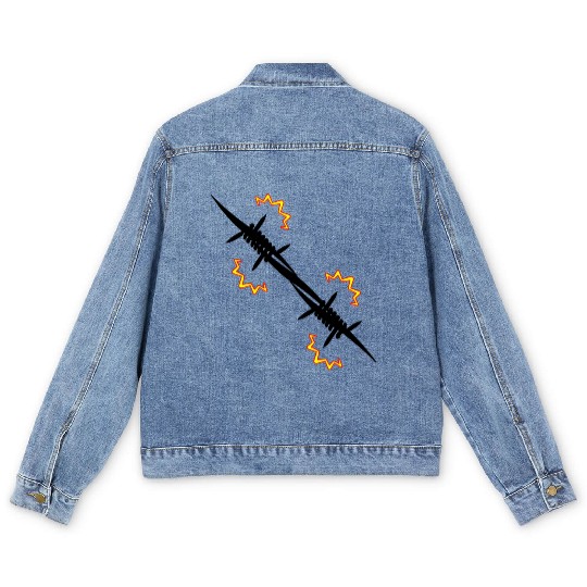 Electric fence barbed wire Men's Denim Jackets