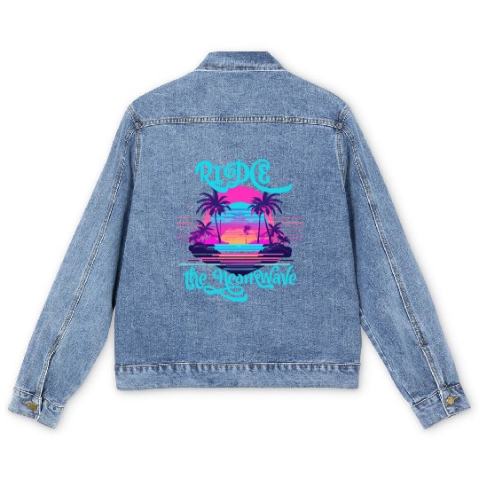 Neon Wave Dreams Ride the 80s Nostalgia Men's Denim Jackets