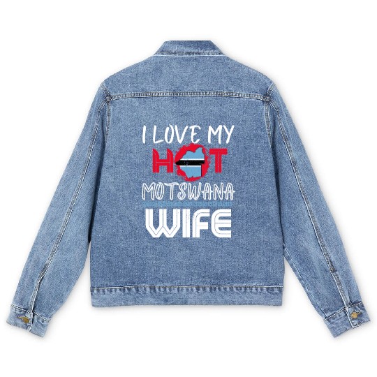 Funny I Love My Hot Motswana Wife Husband Men's Denim Jackets