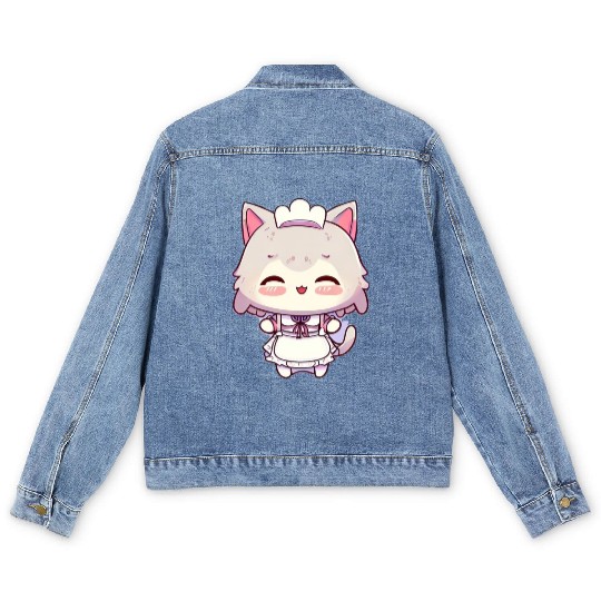 Yuki Kawaii Cat Maid Anime Manga Men's Denim Jackets