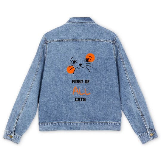 First of all Cats Catty Unisex Jersey Short Sleeve Men's Denim Jackets