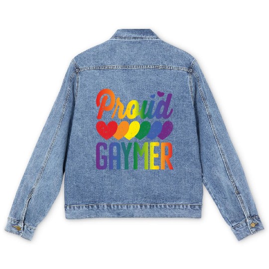 Proud Gaymer Gay Pride Lesbian Rainbow Flag Men's Denim Jackets