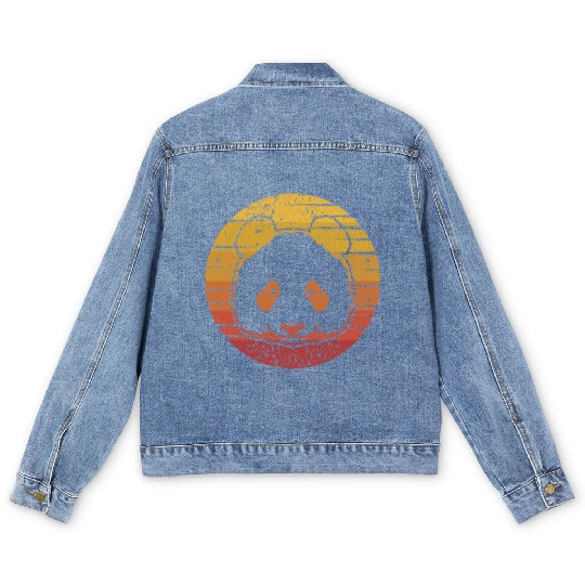 Retro Panda Bear Ailuropoda Melanoleuca Friend Men's Denim Jackets