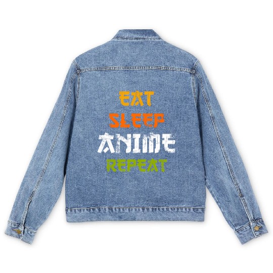 Eat Sleep Anime Repeat Japanese Ga Japan Men's Denim Jackets