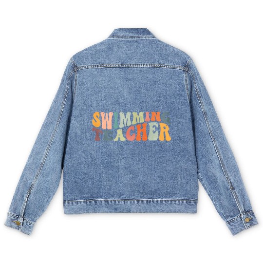 Groovy Swimming Teacher Swimmer Swim Coach Men's Denim Jackets