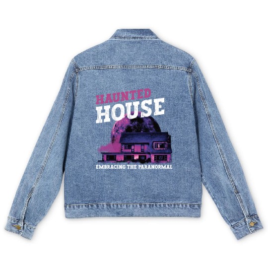 Horror Paranormal Haunted House Spooky Halloween Men's Denim Jackets
