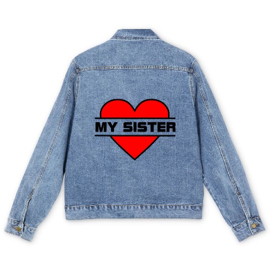 Heart I love my sister for true sisterly love 'Wit Men's Denim Jackets