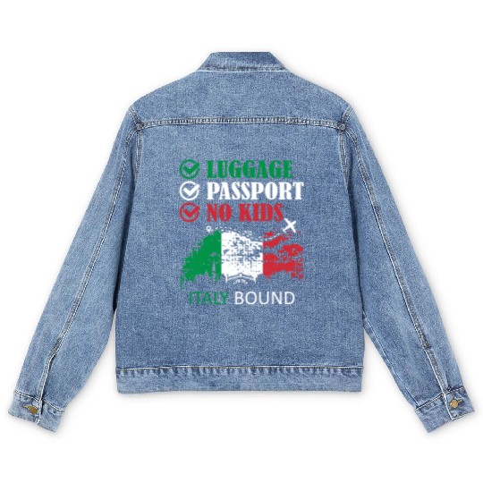 Luggage Passport No Kids Italy Bound Vacation Men's Denim Jackets