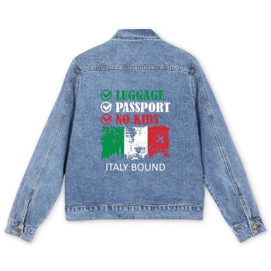 Luggage Passport No Kids Italy Bound Vacation Men's Denim Jackets
