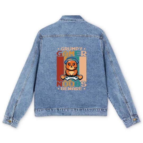Gaming, Gaming, Video Game, Grumpy Cat Gamer Men's Denim Jackets