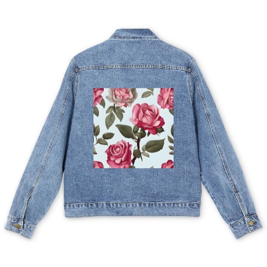 Flower floral design Men's Denim Jackets
