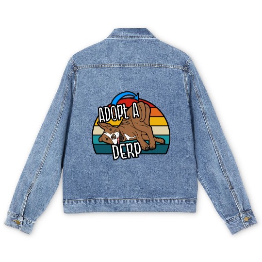 Pit Bull Lover Adopt A Derp Dog Rescue Men's Denim Jackets