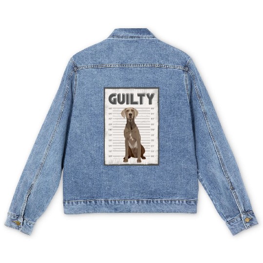 Guilty Weimaraner Mug Shot Men's Denim Jackets