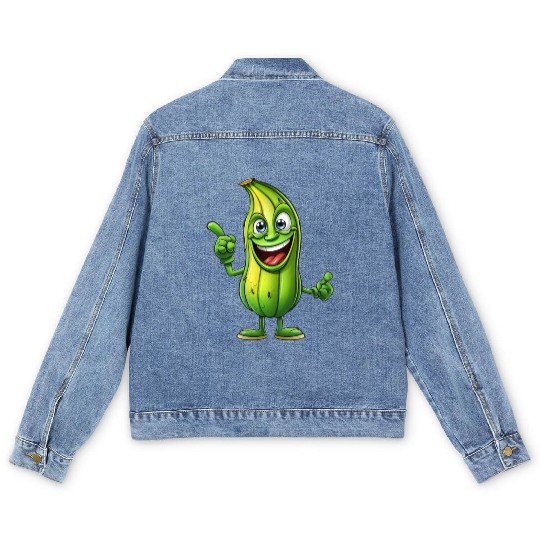 Green Alien Pickle Dude: Cosmic Crunch Men's Denim Jackets