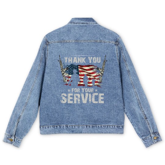 Thank You For Your Service US Flag Veterans Day Men's Denim Jackets
