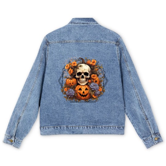 Indie skull design Halloween Gift Men's Denim Jackets