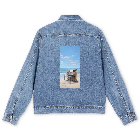 Piano and beach Men's Denim Jackets
