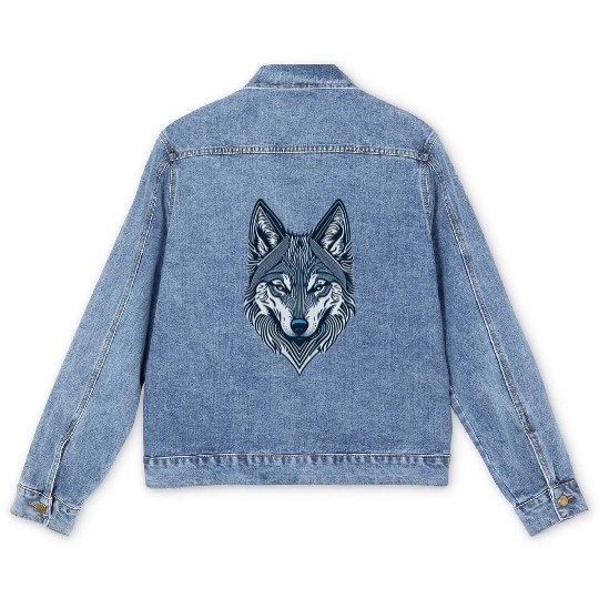 Beautiful wolf face Men's Denim Jackets
