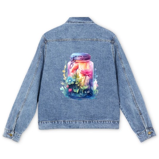 Wild Flowers Men's Denim Jackets Design - Funny gift