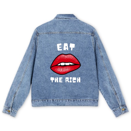 Eat The Rich Red Lips Socialist Men's Denim Jackets