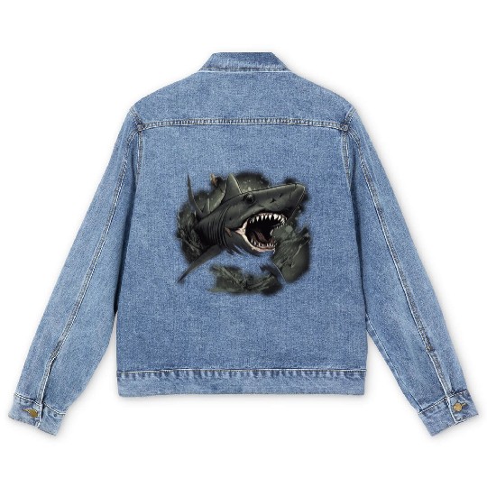 Shark attack Men's Denim Jackets