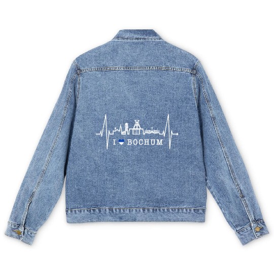 Bochum Skyline Heartbeat Ruhrpott Germany Lover Men's Denim Jackets