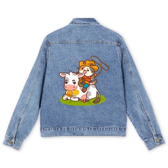 Meow Dy Yeehaw Cowboy Cat Men's Denim Jackets