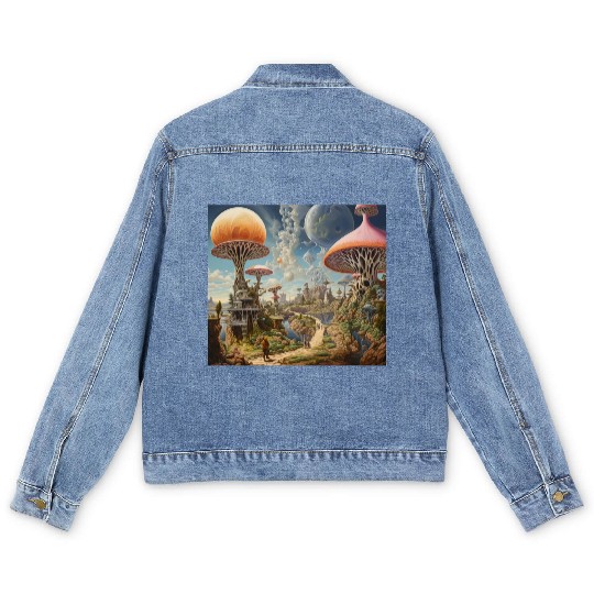 Fantasy Land Graphic Art Print Men's Denim Jackets