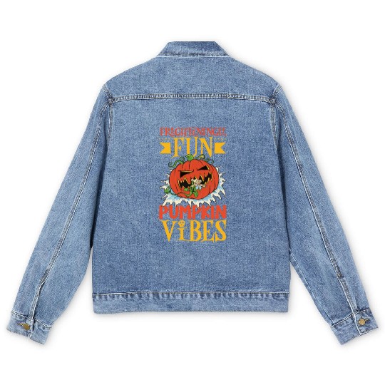 Scary Pumpkin Halloween Costume Autumn Fall Gift Men's Denim Jackets