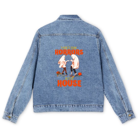 There's Some Horrors In This House Funny Halloween Men's Denim Jackets