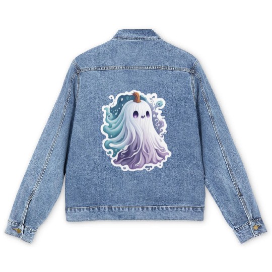 Halloween Ghost Cute Halloween sticker Men's Denim Jackets
