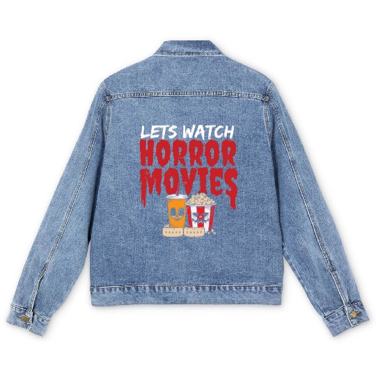 Let's Watch Horror Movies Happy Halloween Jack O Men's Denim Jackets