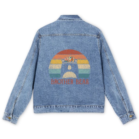 Cute Brother Bear Men's Denim Jackets Vintage Retro Boys Gift