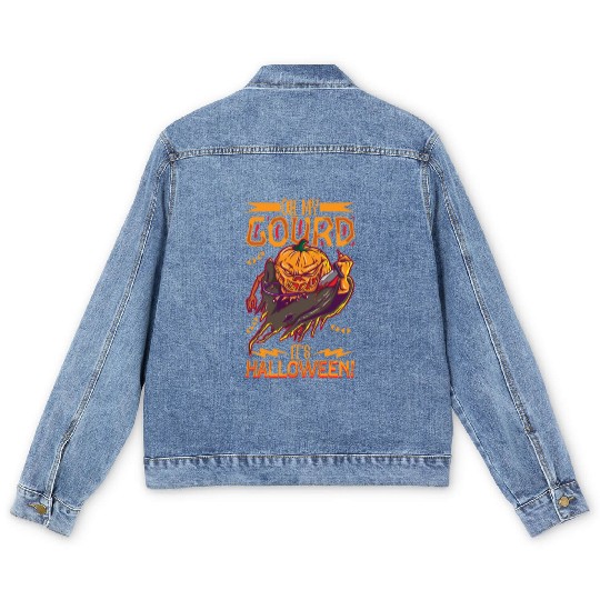 Scary Pumpkin Halloween Costume Autumn Fall Gift Men's Denim Jackets