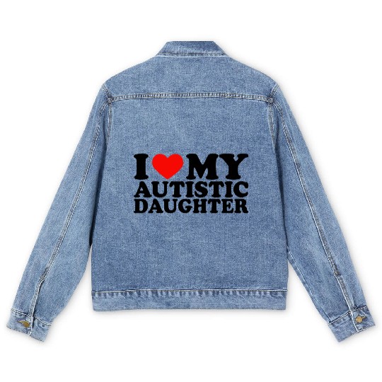 I Love My Autistic Daughter Heart My Daughter Y2K Men's Denim Jackets
