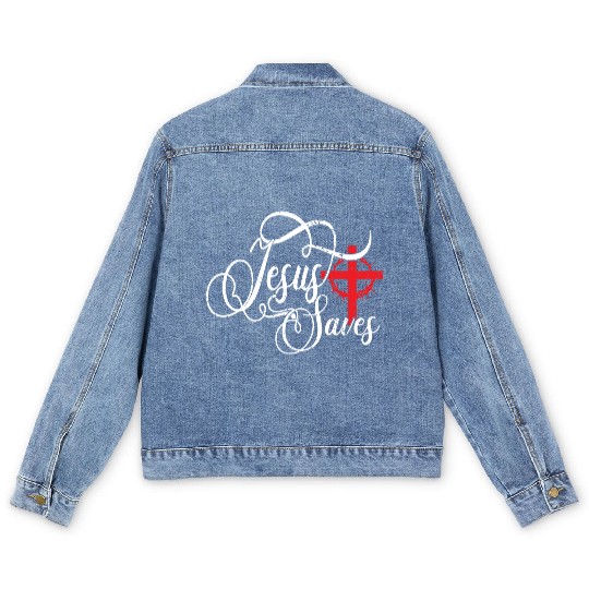 Jesus Saves Love Jesus Christmas Christian Men's Denim Jackets