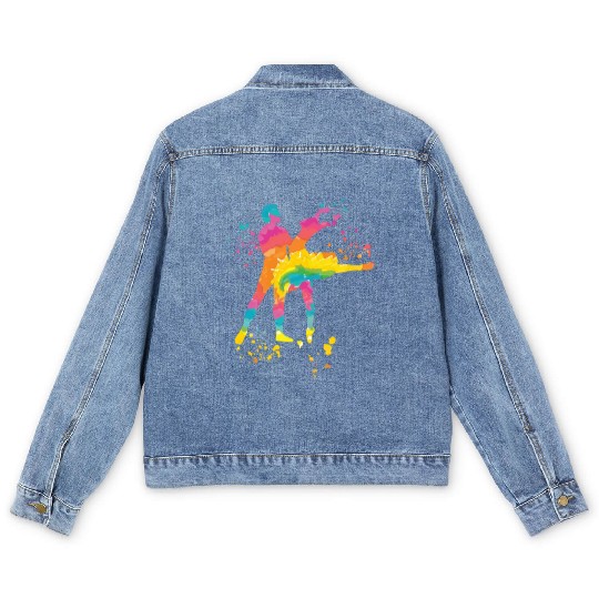 Ballet Dance Couple Woman Ballerina Men's Denim Jackets