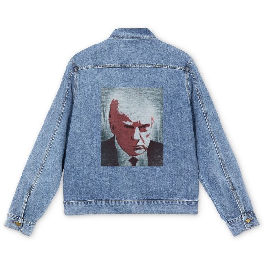 Donald Trump mugshot graffiti Men's Denim Jackets