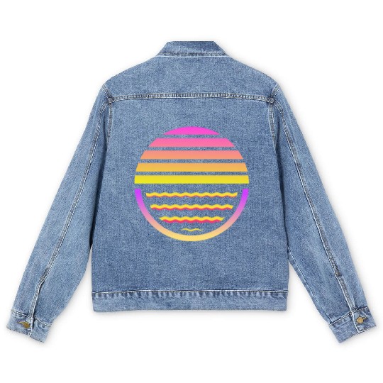 Retro sunset style 80s Men's Denim Jackets
