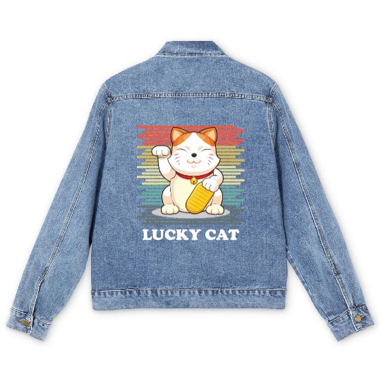 Lucky Cat - Maneki Neko Men's Denim Jackets